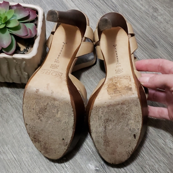 Cole Haan * Beige Perforated Ankle Strap Heels 7.5 - Picture 7 of 12